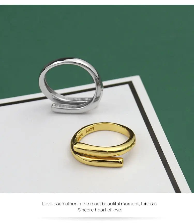 Silver Double Layer Geometric Ring – Handmade Luxury Women’s Jewelry