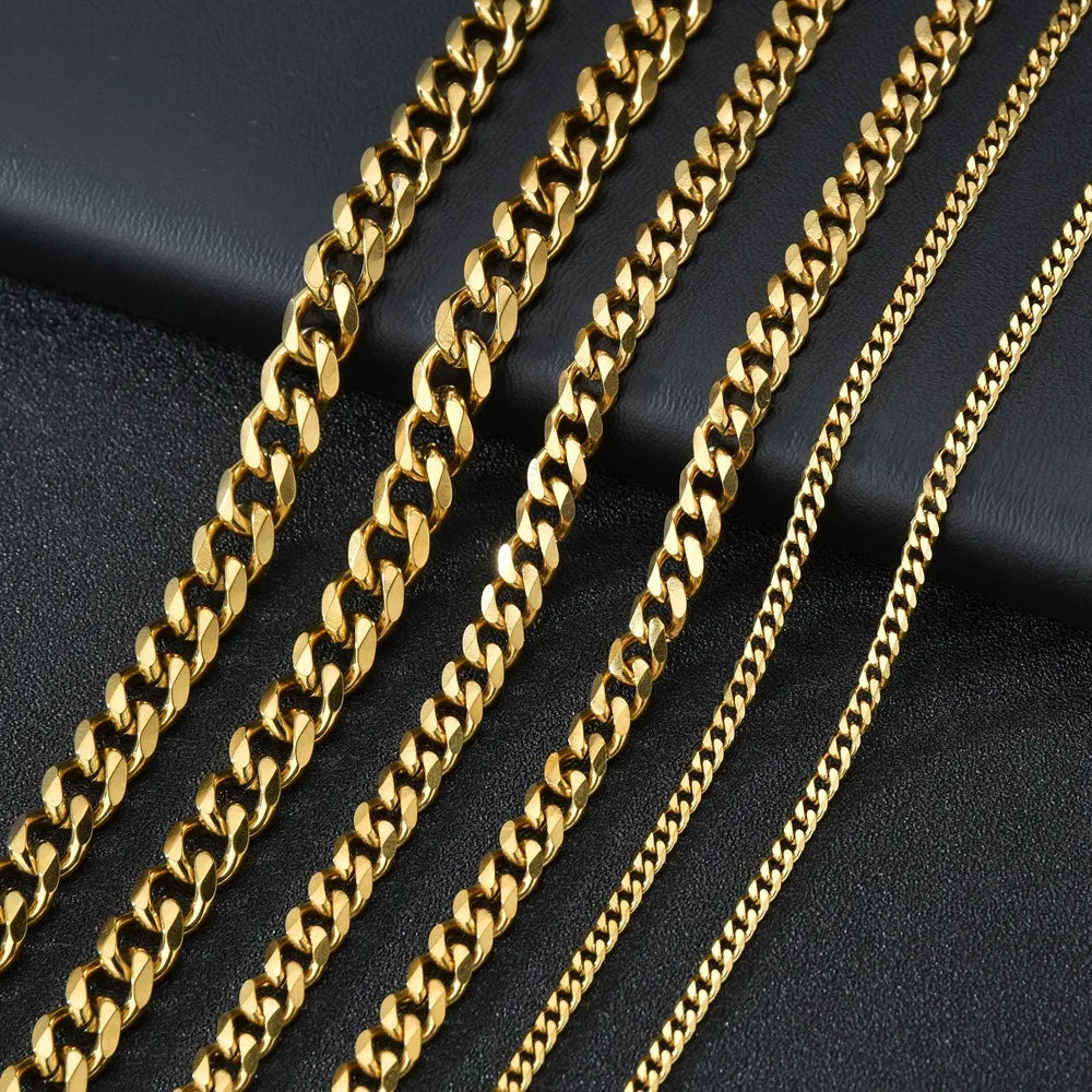 Stainless Steel Cuban Link Chain – Unisex Hip Hop Party Necklace