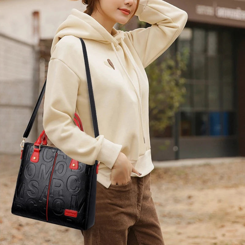 Luxury PU Leather Tote – Large Capacity Travel Shoulder Crossbody Bag for Women