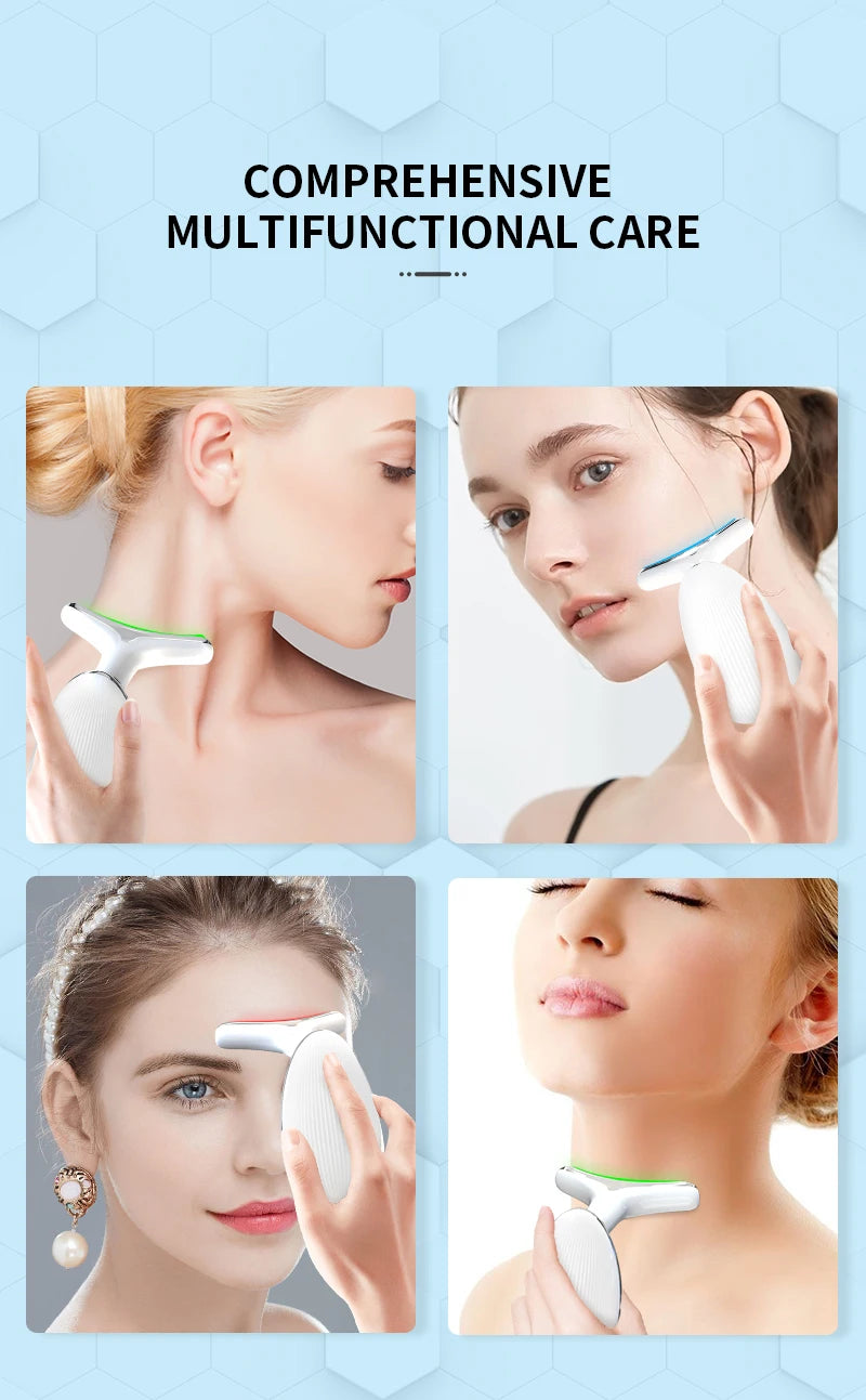 ANLAN Neck & Face Beauty Device – EMS Lifting Tool with LED Light Therapy for Skin Tightening & Anti-Aging