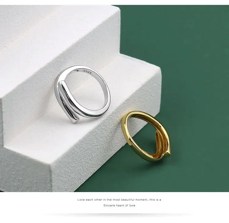 Silver Double Layer Geometric Ring – Handmade Luxury Women’s Jewelry