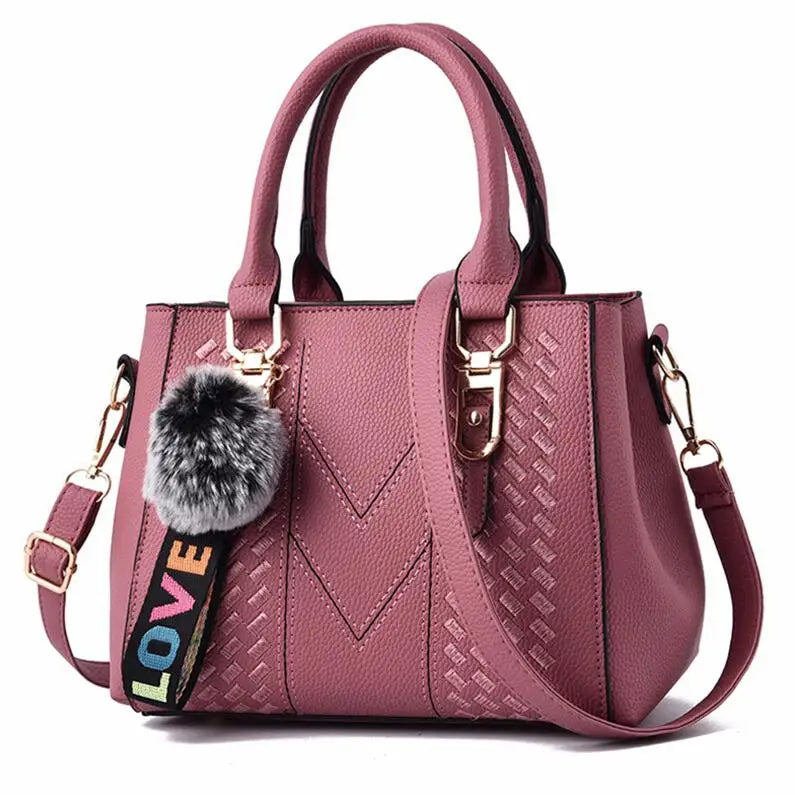 Embroidered Leather Handbag – Stylish Messenger Shoulder Bag for Women