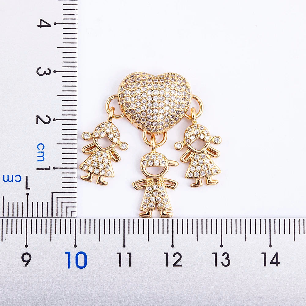 Nidin Romantic Heart Cubic Zirconia Pendant Necklace – Family Jewelry Gift for Mother