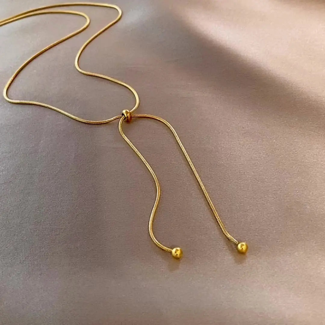 DIEYURO Stainless Steel Retro Adjustable Gold Clavicle Necklace – Simple Unique Design for Women