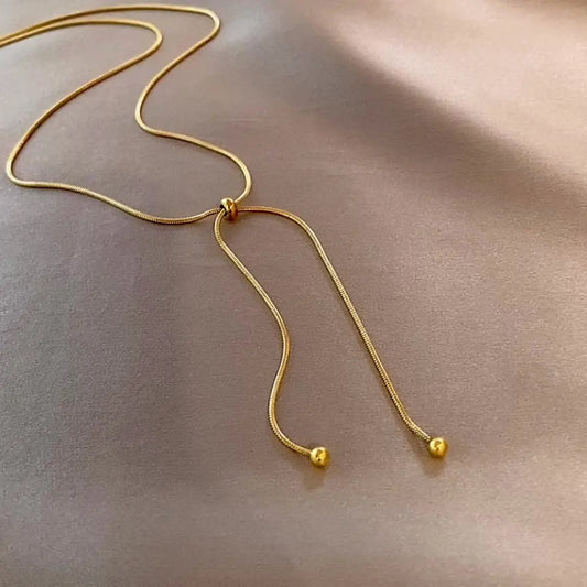 DIEYURO Stainless Steel Retro Adjustable Gold Clavicle Necklace – Simple Unique Design for Women