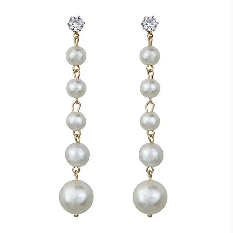 Simple Pearl Bean Earrings – Crystal Women’s Fashion Jewelry