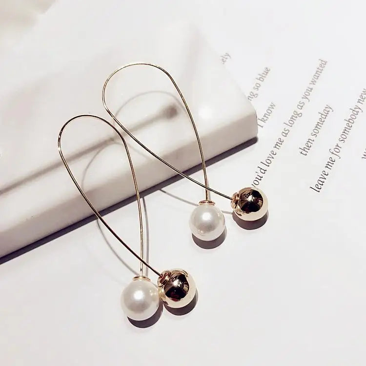 Simple Pearl Bean Earrings – Crystal Women’s Fashion Jewelry