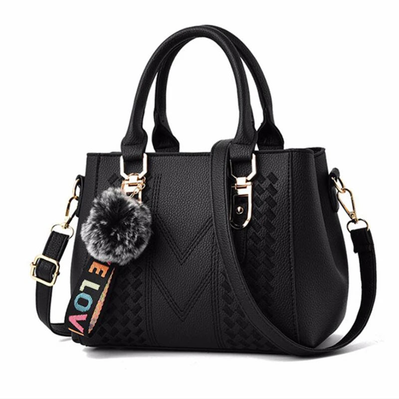 Embroidered Leather Handbag – Stylish Messenger Shoulder Bag for Women