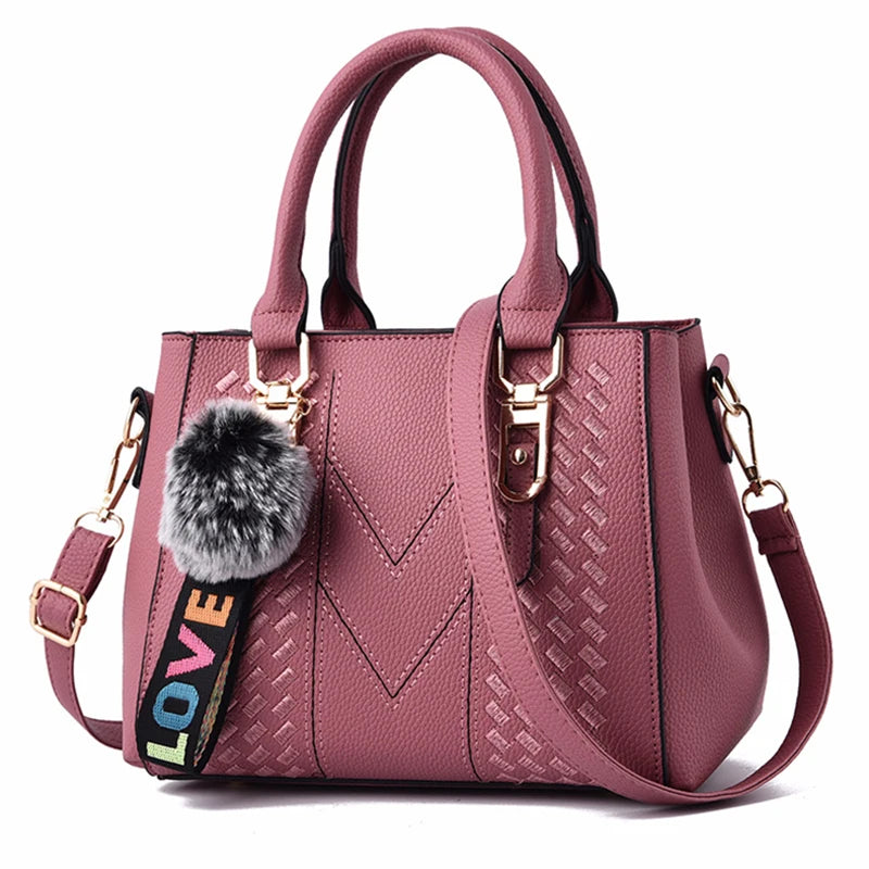 Embroidered Leather Handbag – Stylish Messenger Shoulder Bag for Women