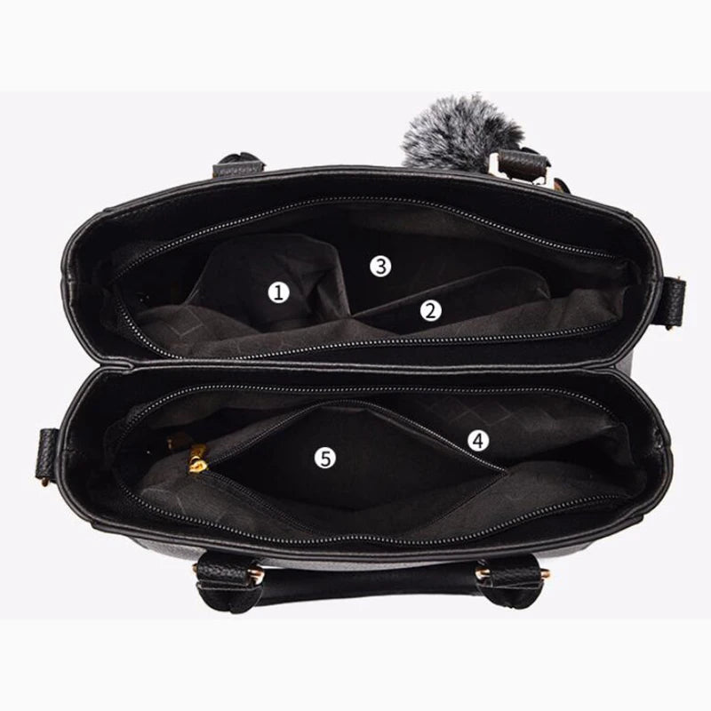 Embroidered Leather Handbag – Stylish Messenger Shoulder Bag for Women