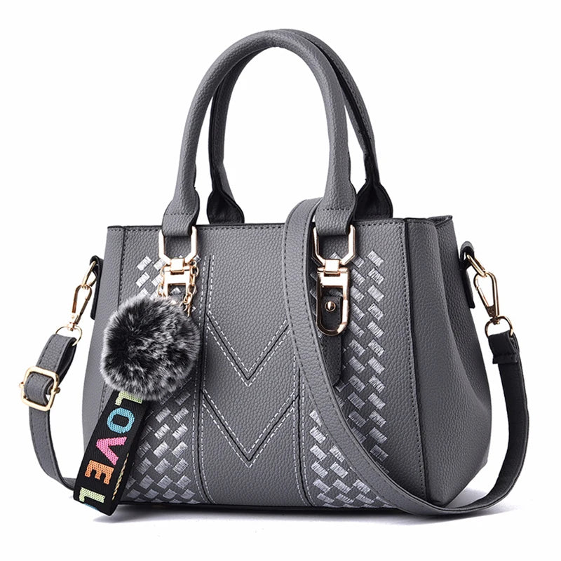 Embroidered Leather Handbag – Stylish Messenger Shoulder Bag for Women