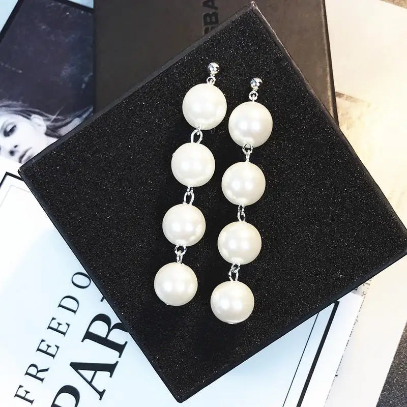 Simple Pearl Bean Earrings – Crystal Women’s Fashion Jewelry