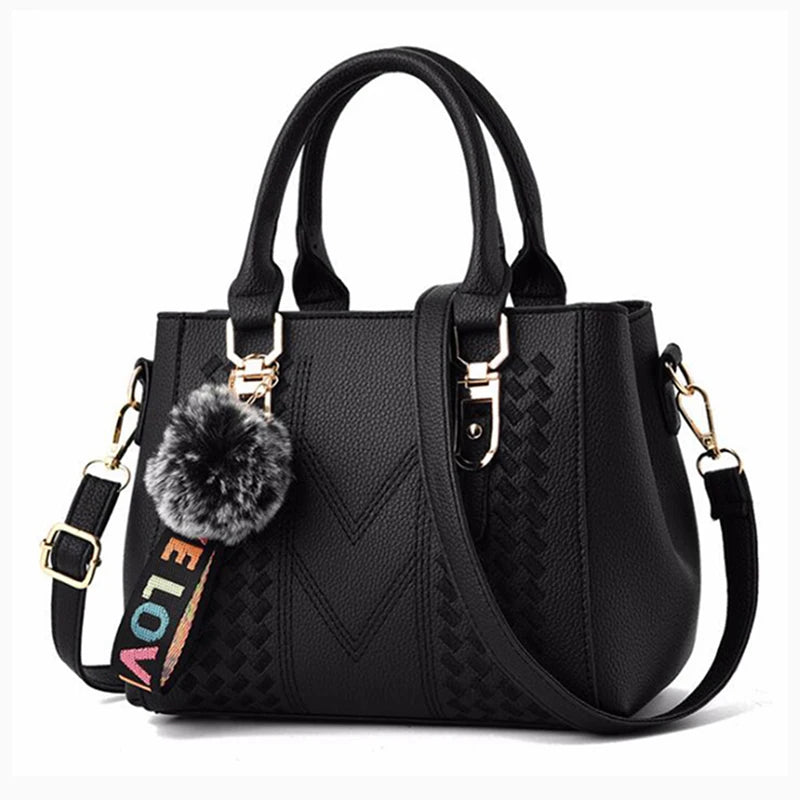 Embroidered Leather Handbag – Stylish Messenger Shoulder Bag for Women