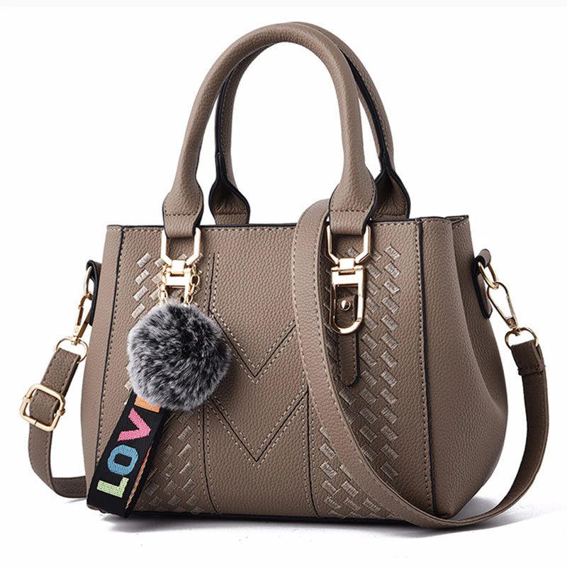 Embroidered Leather Handbag – Stylish Messenger Shoulder Bag for Women