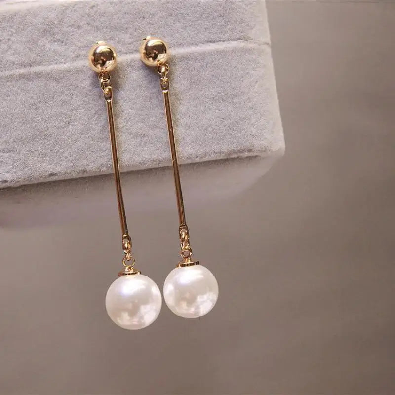 Simple Pearl Bean Earrings – Crystal Women’s Fashion Jewelry