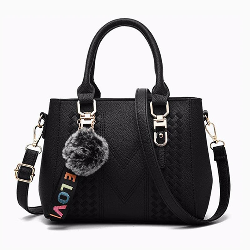 Embroidered Leather Handbag – Stylish Messenger Shoulder Bag for Women