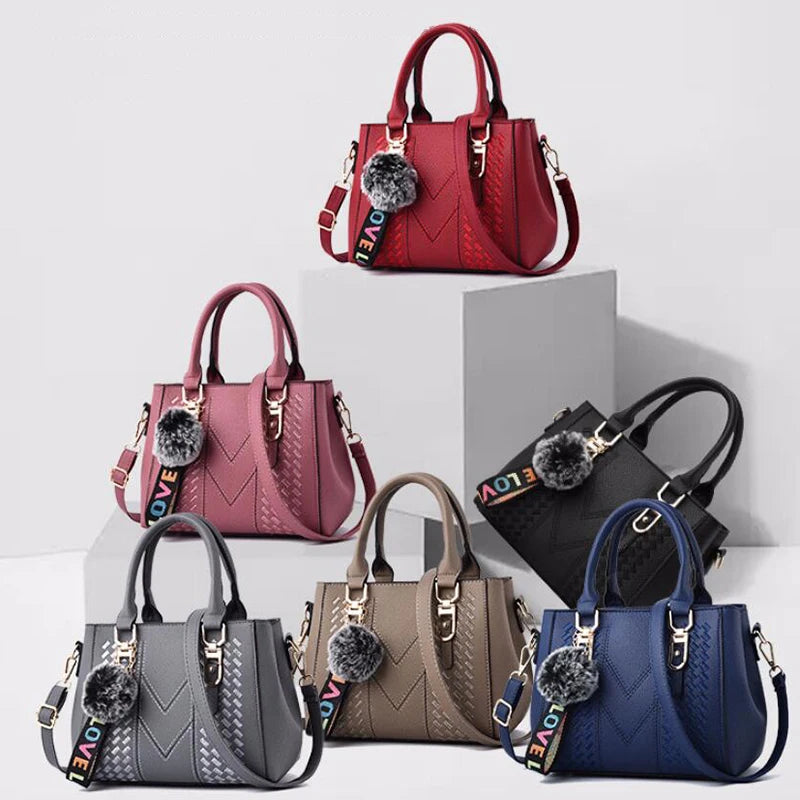 Embroidered Leather Handbag – Stylish Messenger Shoulder Bag for Women