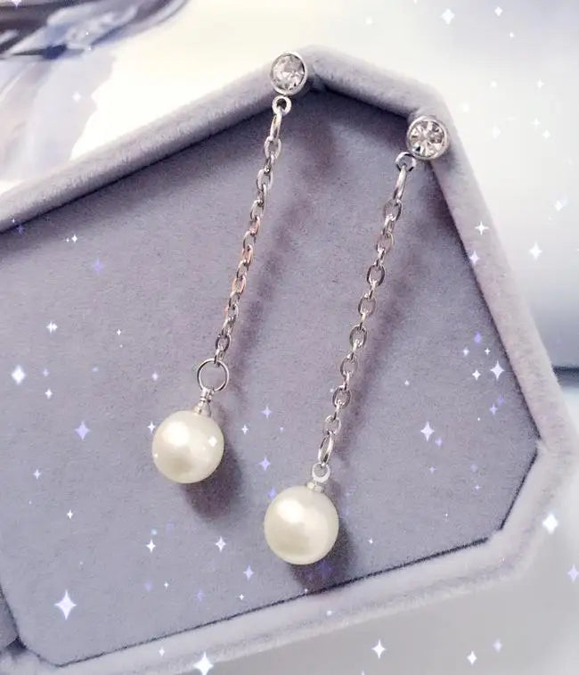 Simple Pearl Bean Earrings – Crystal Women’s Fashion Jewelry
