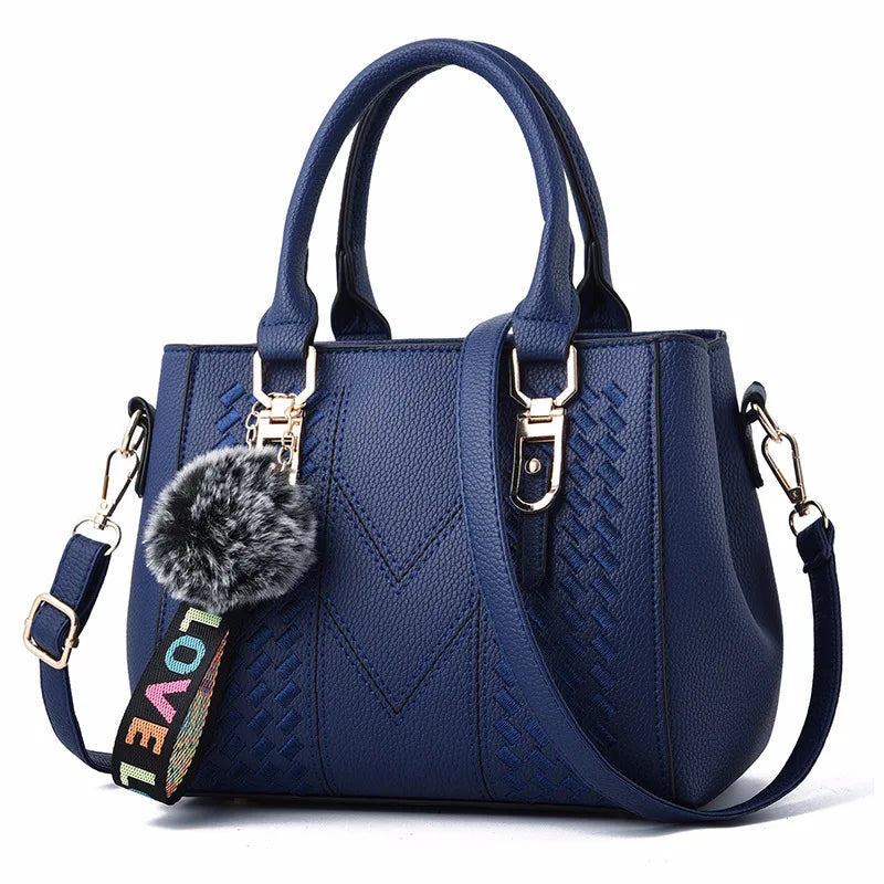 Embroidered Leather Handbag – Stylish Messenger Shoulder Bag for Women