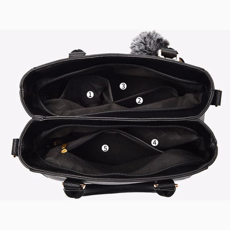Embroidered Leather Handbag – Stylish Messenger Shoulder Bag for Women
