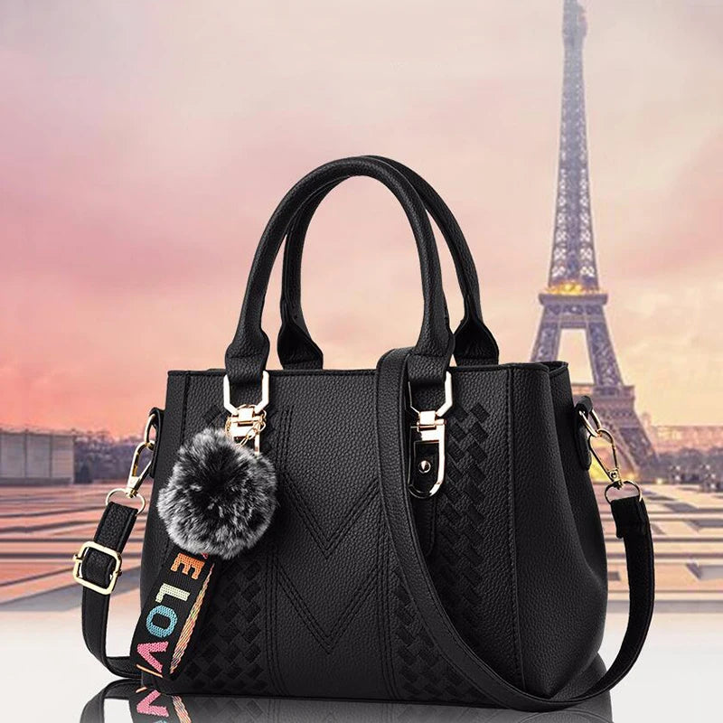 Embroidered Leather Handbag – Stylish Messenger Shoulder Bag for Women