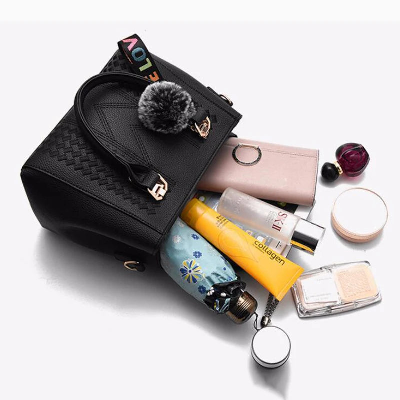Embroidered Leather Handbag – Stylish Messenger Shoulder Bag for Women