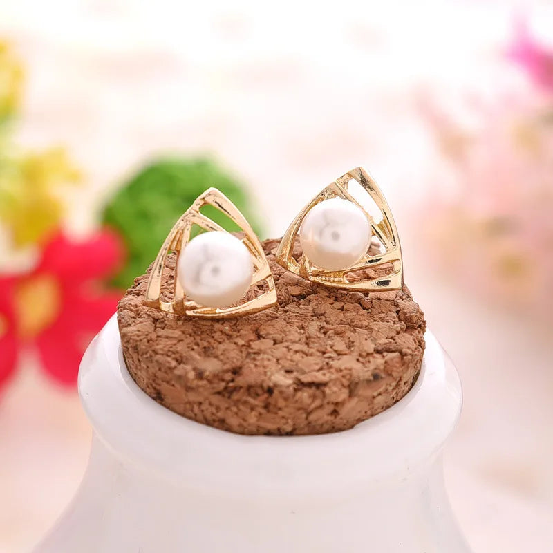 Simple Pearl Bean Earrings – Crystal Women’s Fashion Jewelry