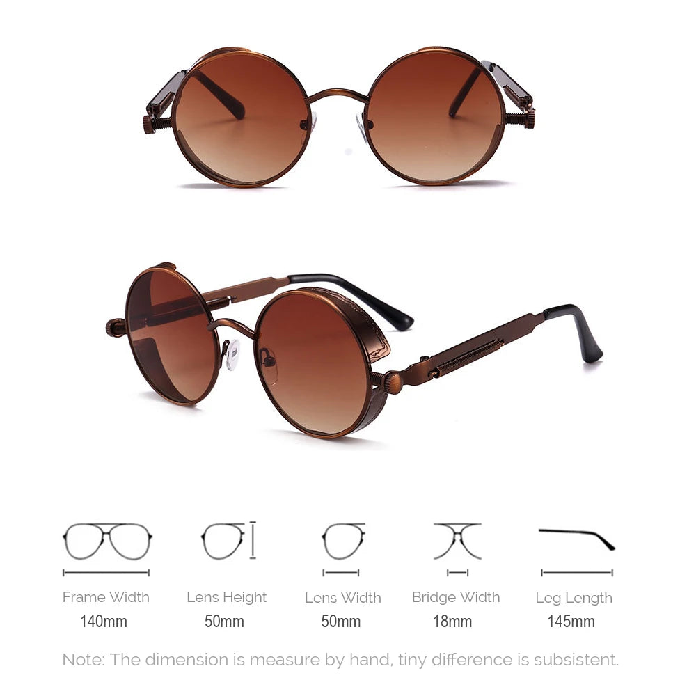 VIVIBEE Vintage Steampunk Red Round Sunglasses – Punk Alloy Metal Gothic Shades for Men & Women 2025