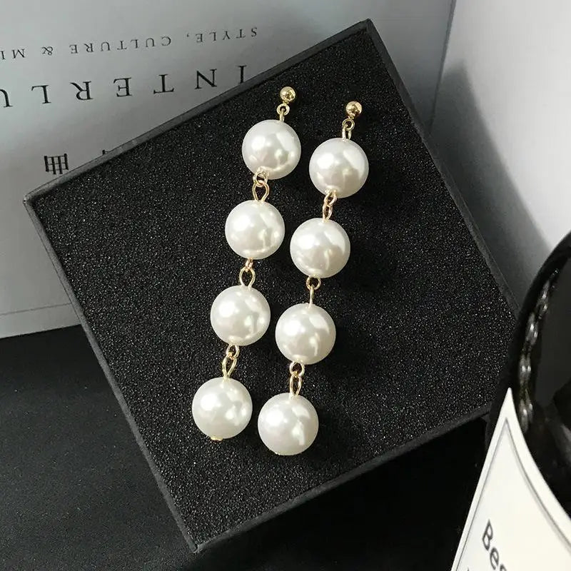 Simple Pearl Bean Earrings – Crystal Women’s Fashion Jewelry