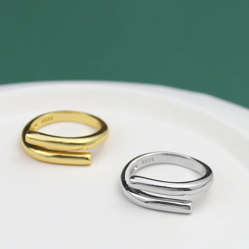 Silver Double Layer Geometric Ring – Handmade Luxury Women’s Jewelry