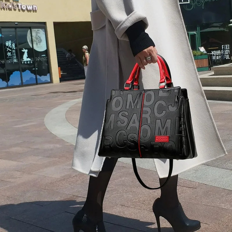 Luxury PU Leather Tote – Large Capacity Travel Shoulder Crossbody Bag for Women