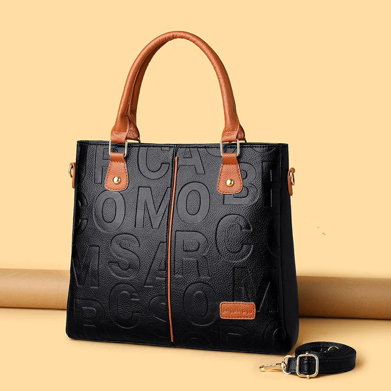 Luxury PU Leather Tote – Large Capacity Travel Shoulder Crossbody Bag for Women