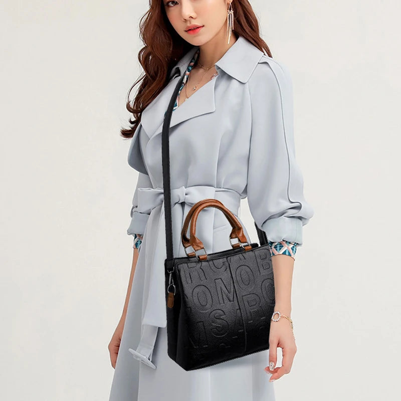 Luxury PU Leather Tote – Large Capacity Travel Shoulder Crossbody Bag for Women