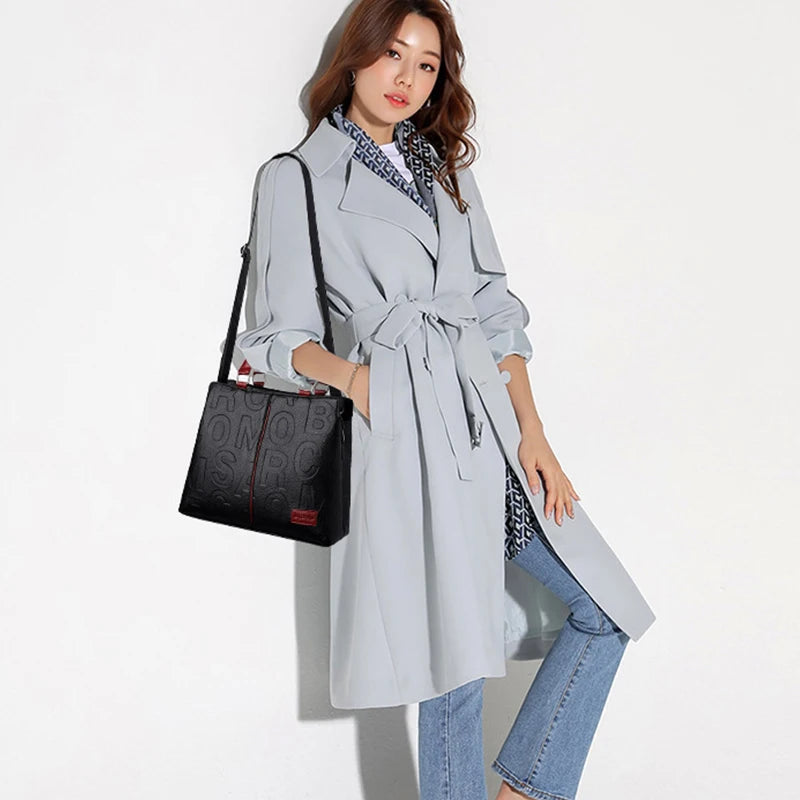 Luxury PU Leather Tote – Large Capacity Travel Shoulder Crossbody Bag for Women
