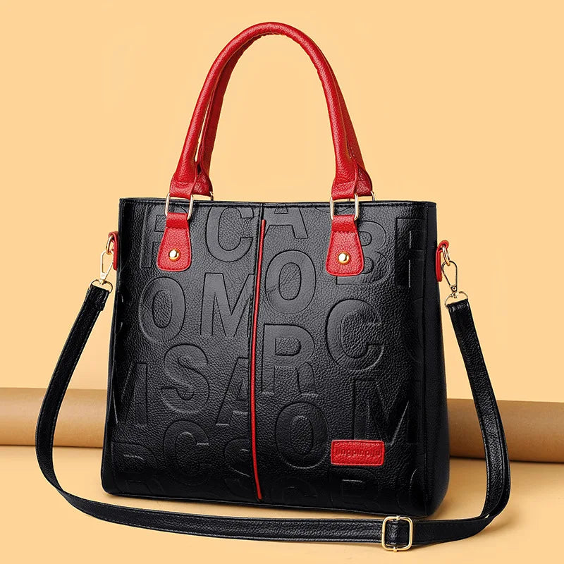 Luxury PU Leather Tote – Large Capacity Travel Shoulder Crossbody Bag for Women
