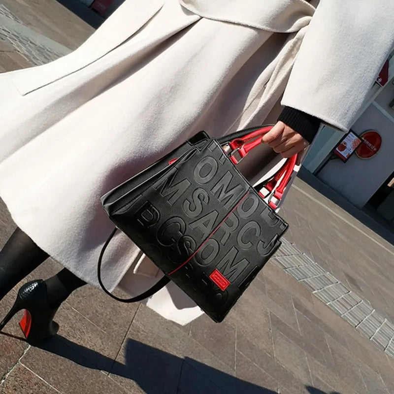 Luxury PU Leather Tote – Large Capacity Travel Shoulder Crossbody Bag for Women