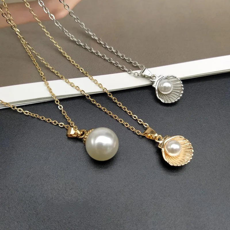 Shell & Pearl Pendant Necklace – Trendy Summer Choker for Women