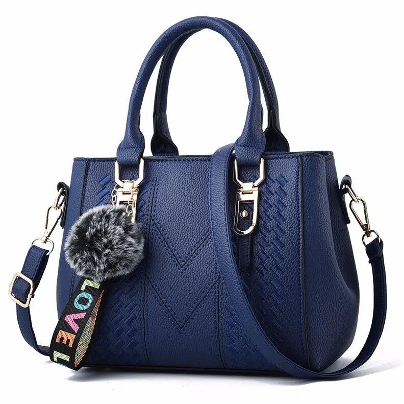 Embroidered Leather Handbag – Stylish Messenger Shoulder Bag for Women