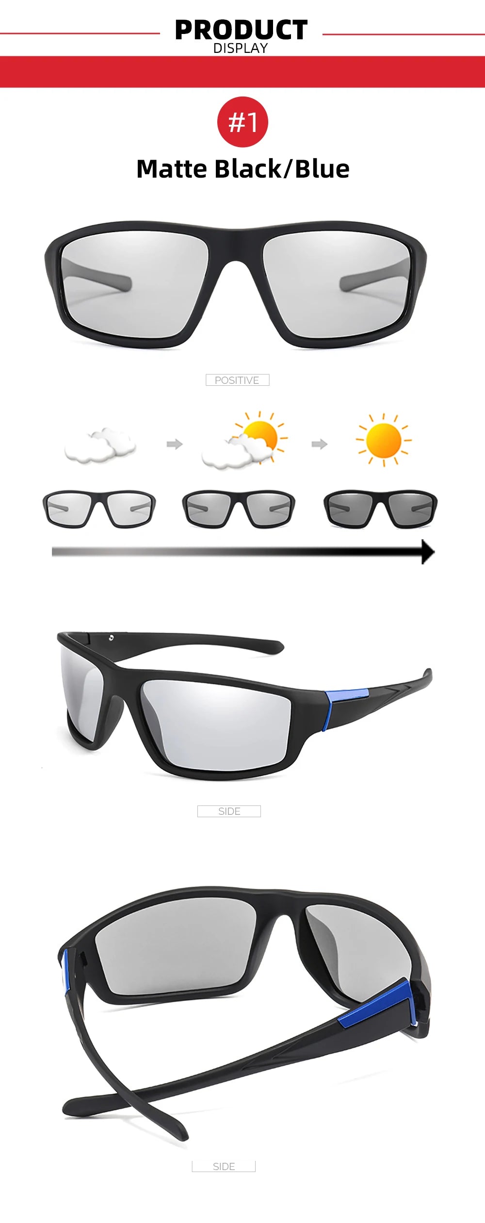 Photochromic Polarized Sports Sunglasses – Color Changing Driving Goggles for Men & Women 2025