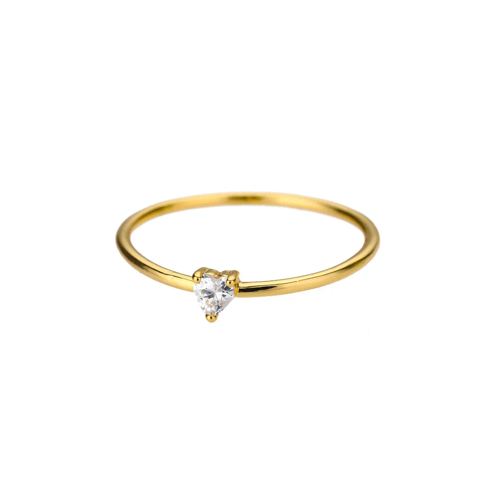 Zircon Little Heart Stainless Steel Ring – Minimalist Dainty Valentine’s Gift for Women