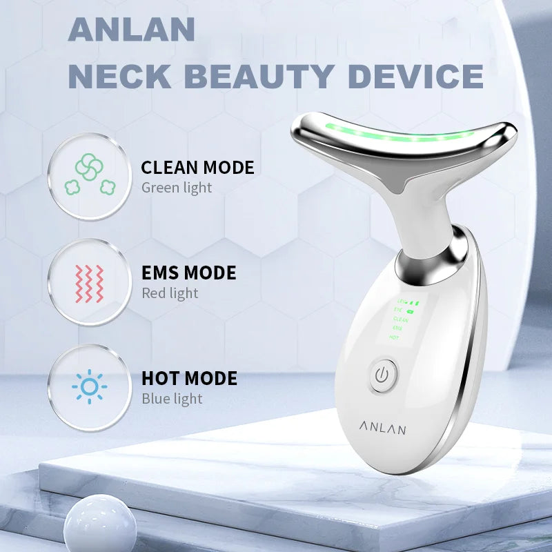 ANLAN Neck & Face Beauty Device – EMS Lifting Tool with LED Light Therapy for Skin Tightening & Anti-Aging