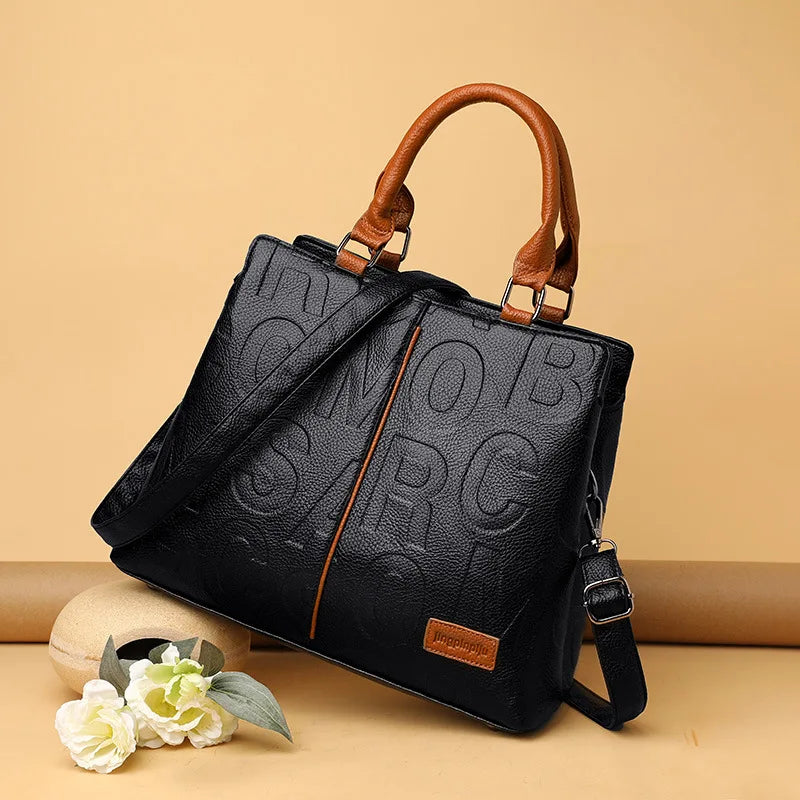 Luxury PU Leather Tote – Large Capacity Travel Shoulder Crossbody Bag for Women