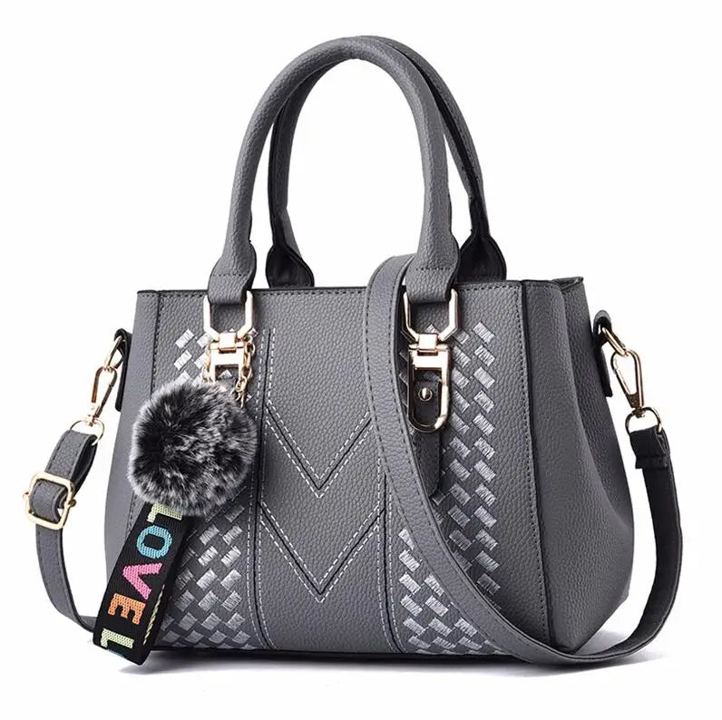 Embroidered Leather Handbag – Stylish Messenger Shoulder Bag for Women