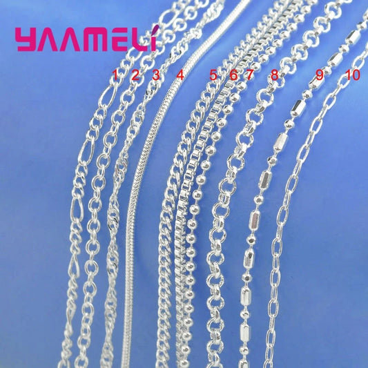 100% Authentic 925 Sterling Silver Link Chain Necklace – Lobster Clasp, 16-30 Inches, Unisex