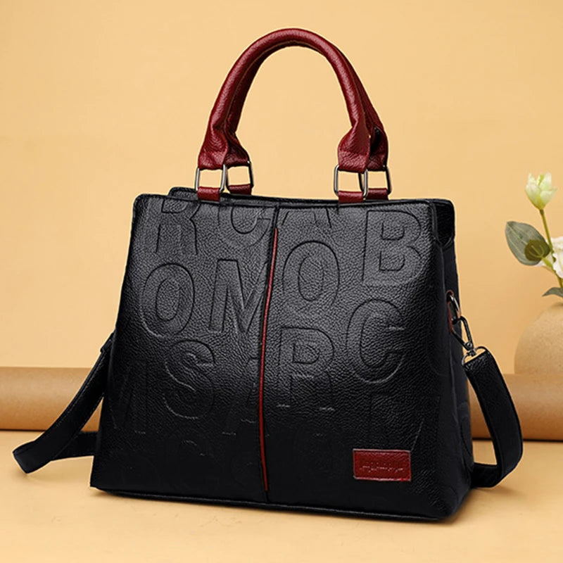 Luxury PU Leather Tote – Large Capacity Travel Shoulder Crossbody Bag for Women