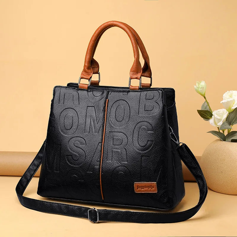 Luxury PU Leather Tote – Large Capacity Travel Shoulder Crossbody Bag for Women