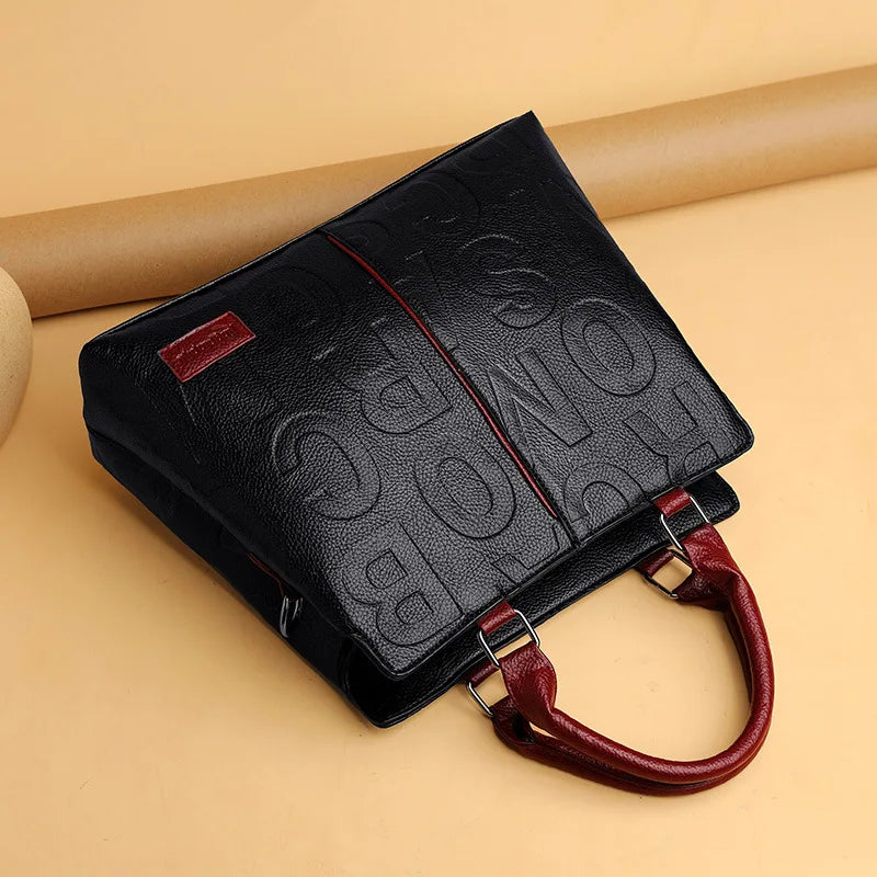 Luxury PU Leather Tote – Large Capacity Travel Shoulder Crossbody Bag for Women