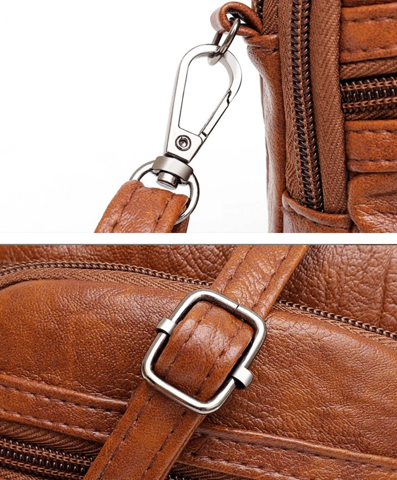 Multi-Functional Soft PU Leather Shoulder Bag – Vintage Crossbody Purse for Women