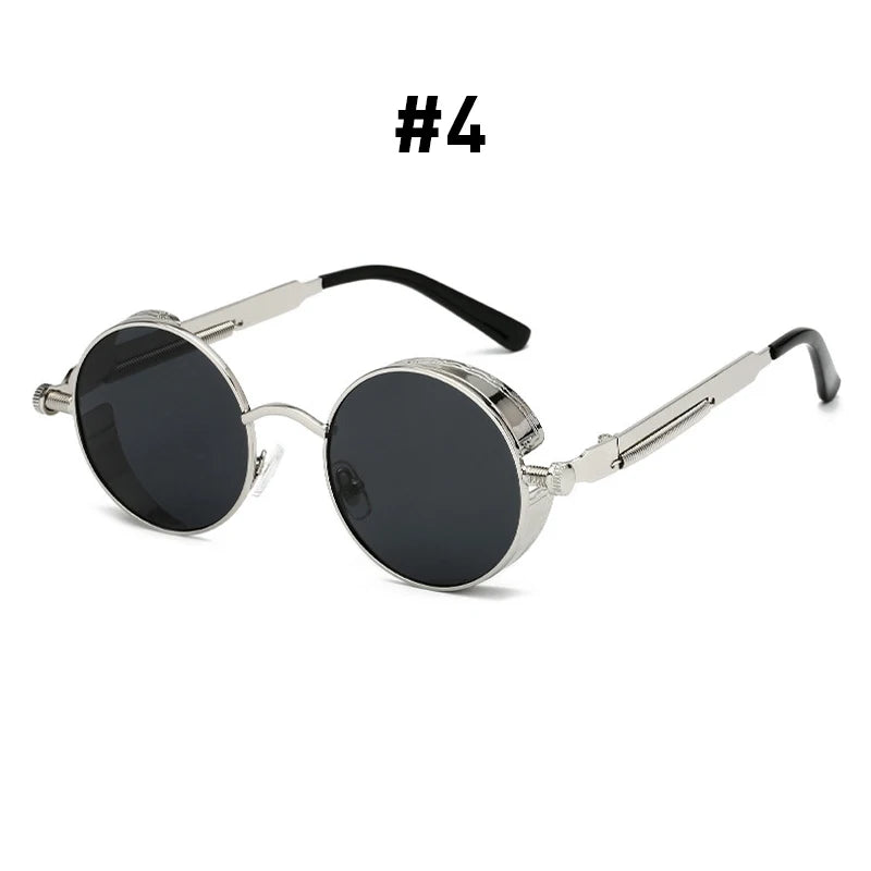 VIVIBEE Vintage Steampunk Red Round Sunglasses – Punk Alloy Metal Gothic Shades for Men & Women 2025
