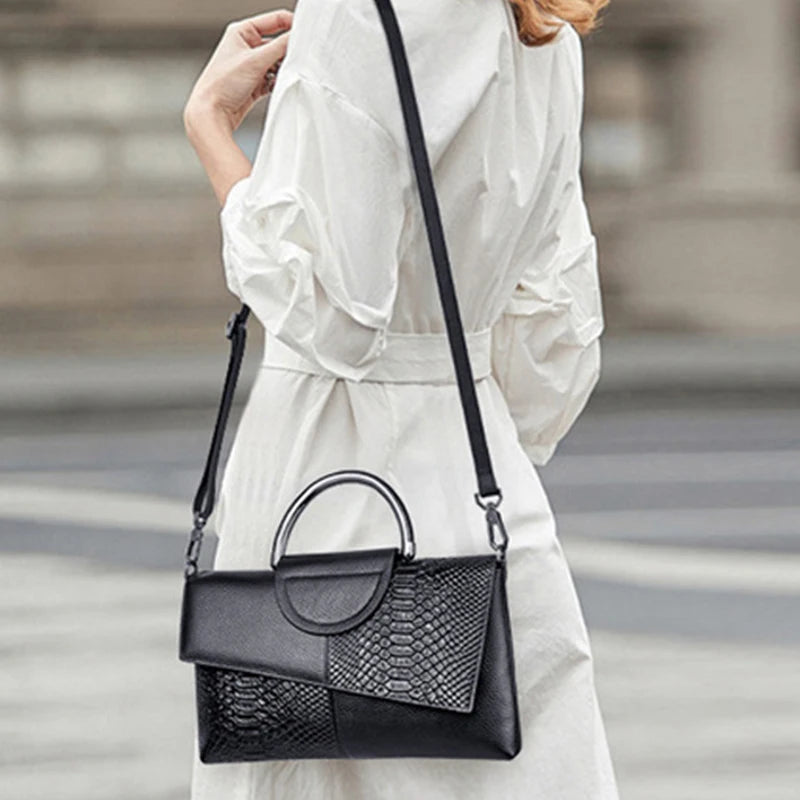 PU Synthetic Leather Crossbody Bag – Casual & Wedding Alligator Pattern Flap Handbag for Women